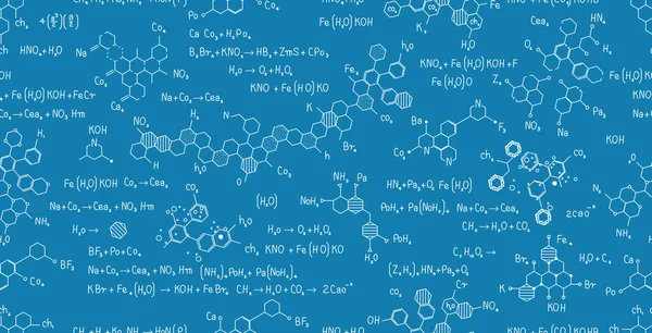 Nahtlose Wissenschaftliche Chemie Formeln Auf Blauer Tafel Stockvektor