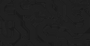 Siyah arka planda kusursuz teknoloji anakart deseni.