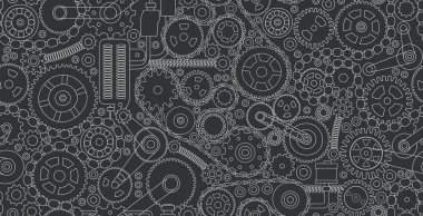 Siyah arkaplanda pürüzsüz dişli ve dişli mekanizması.