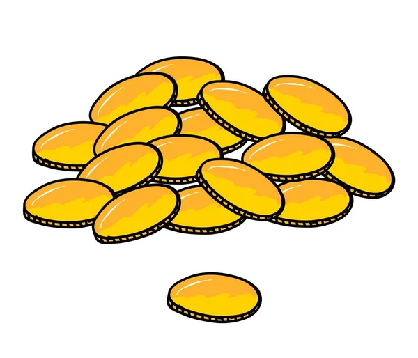 Cartoon Gold Money Coin Inglês Perfeito Para Finanças Bancos Investimentos — Vetor de Stock