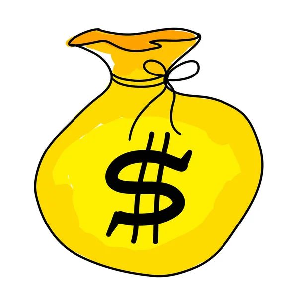 Caricatura Oro Bolsa Dinero Que Representa Riqueza Prosperidad Perfecto Para — Vector de stock
