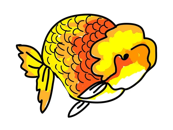 Doodle Cartoon Goldfish Circle Frame Featuring Happy Goldfish Body Cute — Stock Vector