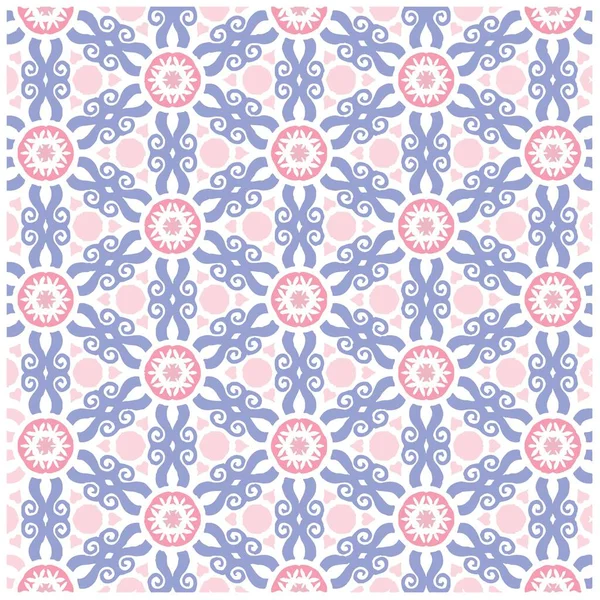 Ilustración Vectorial Mandala Púrpura Abstracta Patrón Sin Costura Textura Ikat — Vector de stock