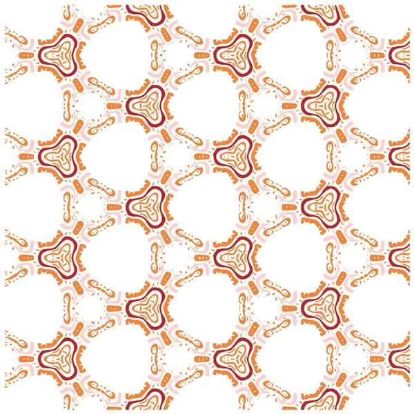 Illustration Vectorielle Mandala Abstrait Rouge Orange Motif Ikat Texture Sans — Image vectorielle