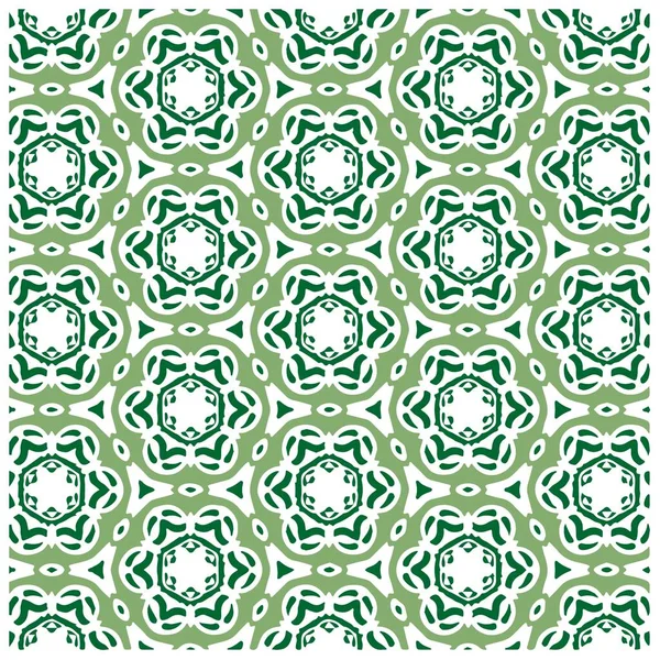 Ilustração Vetorial Mandala Abstrato Verde Ikat Textura Padrão Sem Costura — Vetor de Stock