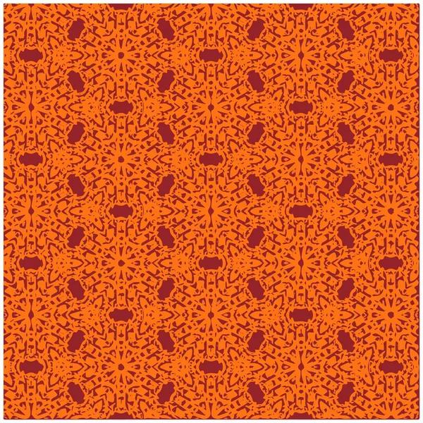 Vector Illustration Red Orange Abstract Mandala Ikat Texture Seamless Pattern — Stock Vector