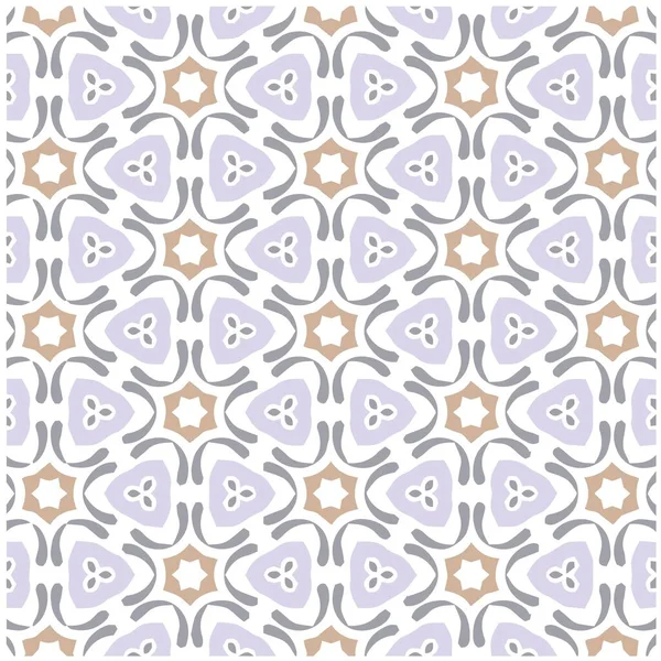 Vector Illustration Abstract Purple Brown Mandala Ikat Texture Seamless Pattern - Stok Vektor