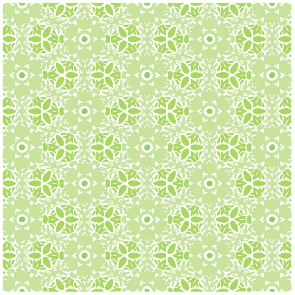 Vector Illustration Green Abstract Mandala Ikat Texture Seamless Pattern Wallpaper - Stok Vektor