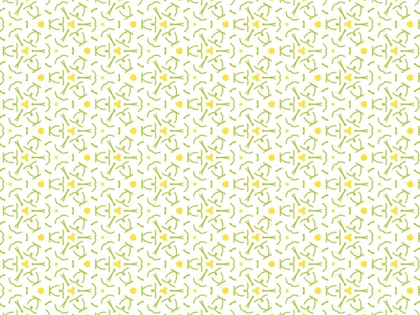 Vektorové Ilustrace Žluté Zelené Abstraktní Mandala Nebo Ikat Textury Bezešvé — Stockový vektor