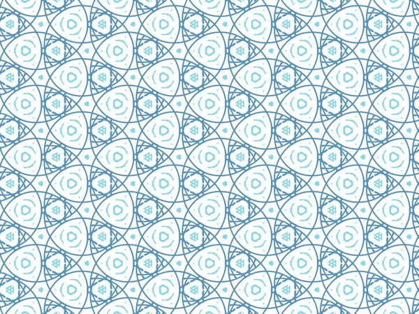 Vector Illustration Blue Abstract Mandala Ikat Texture Seamless Pattern Wallpaper — Stock Vector