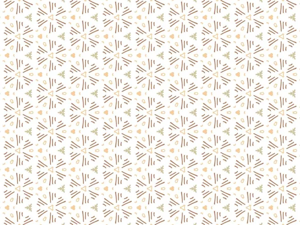 Vector Illustration Brown Abstract Mandala Ikat Texture Seamless Pattern Wallpaper - Stok Vektor