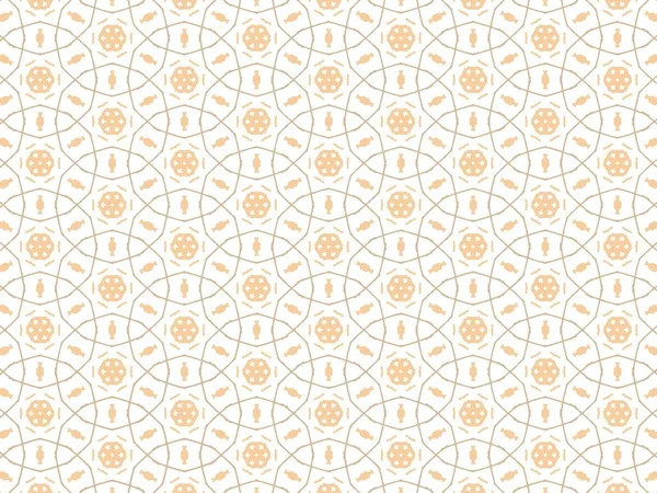 Vector Illustration Brown Abstract Mandala Ikat Texture Seamless Pattern Wallpaper - Stok Vektor