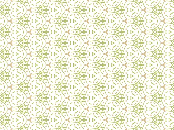 壁纸背景下绿色抽象Mandala或Ikat纹理无缝隙图案的矢量图解 — 图库矢量图片