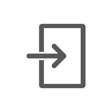 Beyaz arkaplan vektör illüstrasyonunda giriş logosu simgesi düz şekilde girsin