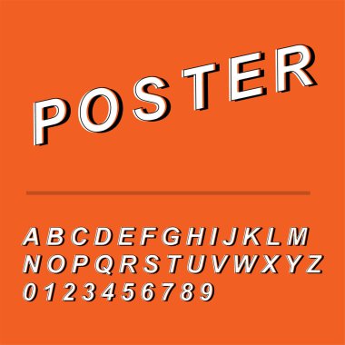 alfabe harfli turuncu arkaplan posteri 