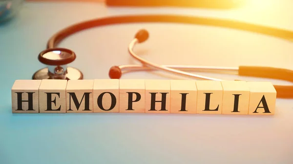 Hemofili Text Ord Typografi Skriven Med Träbrev Hälsa Och Medicinska — Stockfoto