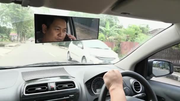Erkek Asya Sürücü Sürüş Araba Tehlikeli Trafik Güvenliği Kaza Kaza — Stok video