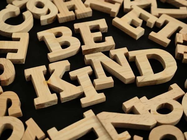 Kind Text Words Typography Written Wooden Letter Life Business Motivational — Stock Photo, Image
