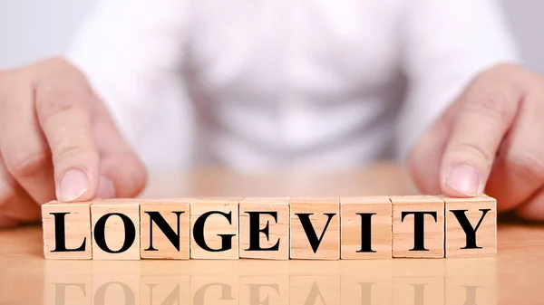 Longevity Text Words Typography Written Wooden Letter Life Business Motivational — Stock Photo, Image