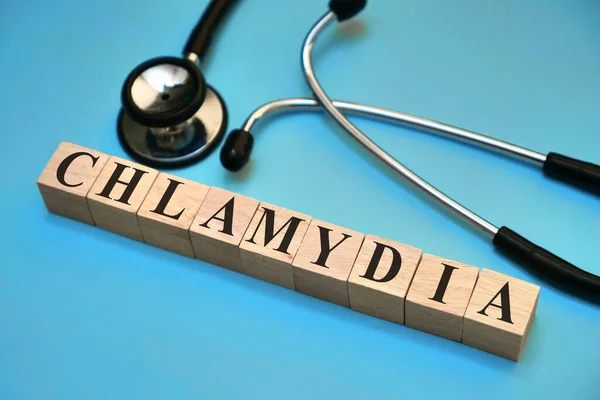 Chlamydia Текстові Слова Типографіка Написані Дерев Яною Буквою Здоров Медичною — стокове фото