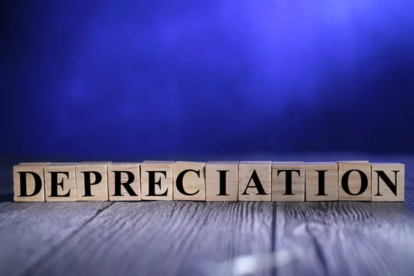 Depreciation Text Words Typography Written Wooden Letter Life Business Motivational — Stock Photo, Image
