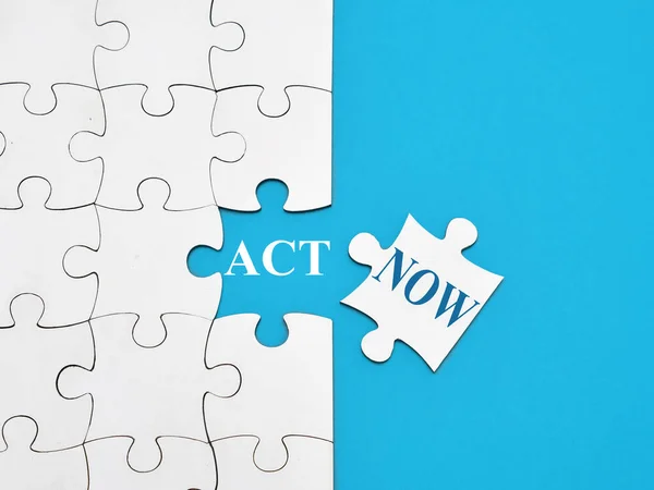 Act Now Text Words Typography Written Jigsaw Puzzle Life Business — Stock Photo, Image