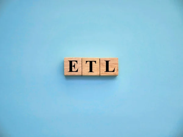 Etl Extract Transform Load Text Words Typography Written Wooden Lettering — Stockfoto