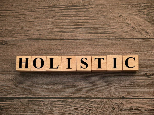 Holistic Text Words Typography Written Wooden Lettering Life Business Motivational — Stock Photo, Image