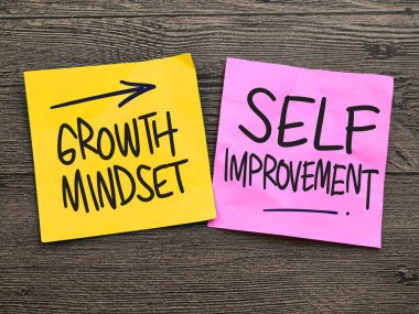 Growth mindset self improvement, text words typography written on paper, life and business motivational inspirational terms concept clipart