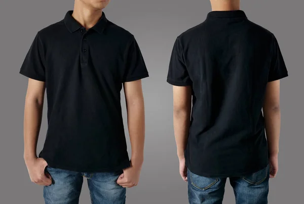 Boş Yakalı Gömlek Şablon Arka Görünüm Asyalı Genç Erkek Model — Stok fotoğraf