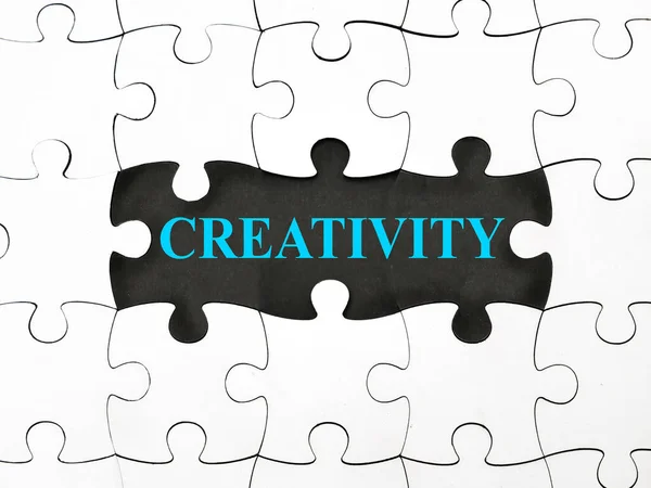 Creativity Text Words Typography Written Jigsaw Puzzle Life Business Motivational — стоковое фото