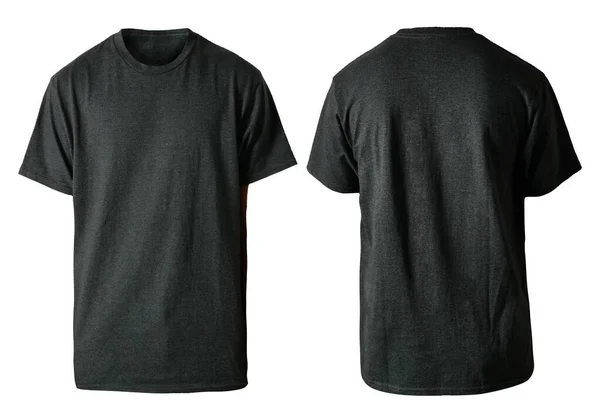 Blanco Shirt Model Voor Achteraanzicht Effen Zwart Shirt Geïsoleerd Wit — Stockfoto