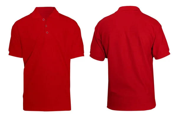 空の色のシャツのテンプレート フロントとリアビューをモックし 白に隔離されたプレーン赤のTシャツ 印刷のためのポロティーデザインモックアッププレゼンテーション — ストック写真