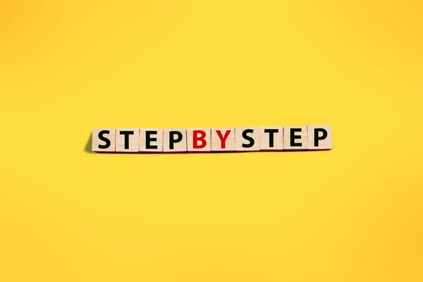 Step Step Text Words Typography Written Wooden Letter Life Business — Stock Photo, Image