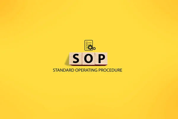 Sop Procedura Standard Operare Tipografia Cuvintelor Text Scrise Literă Lemn — Fotografie, imagine de stoc