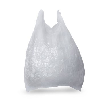 Beyaz plastik torba izole edilmiş, çevresel sorun kavramı