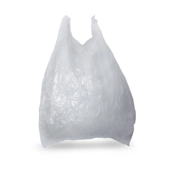 Saco Plástico Branco Recortado Isolado Conceito Questão Ambiental — Fotografia de Stock