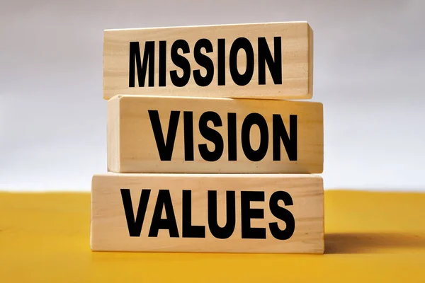 Vision Mission Values Quote Text Written Wooden Block Business Motivation — Stock Photo, Image