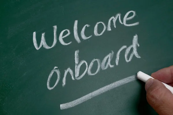 Welcome Onboard Text Chalkboard Business Metaphor Concept — Stock Photo, Image