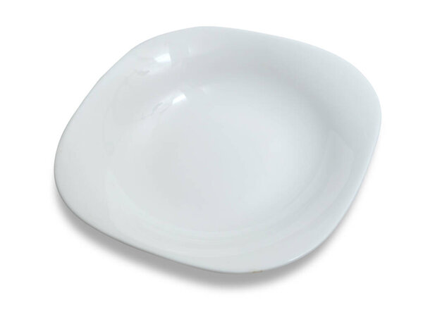 White ceramics plate bowl isolated cut out, empty tableware mock up template design