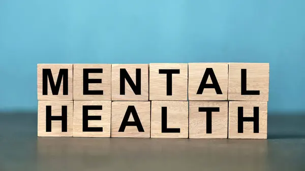 Mental Health Text Written Wooden Lettering Psychology Well Being Concept — Stock Photo, Image