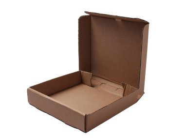 Düz kare pizza karton kutusunu açtı şablon oluşturdu, izole edildi