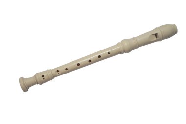 Kaydedici flüt, müzik aleti, beyaz üzerine izole edilmiş.