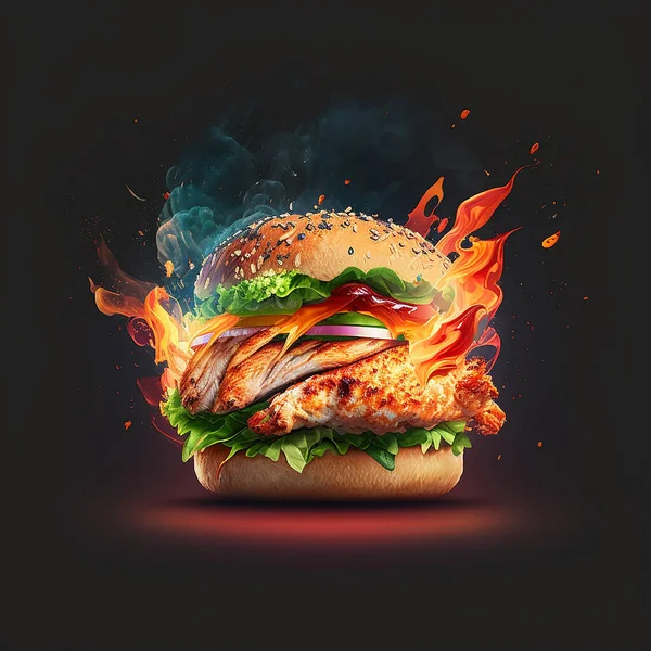 Excellent Hamburger Frais Juteux Modérément Gras Est Savoureux Cheeseburger Avec — Photo