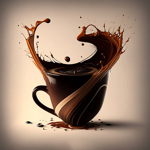 Hihetetlenül Szép Összetétele Forró Kávé Gyönyörű Csésze Olvadt Csokoládé Sok — Stock Fotó
