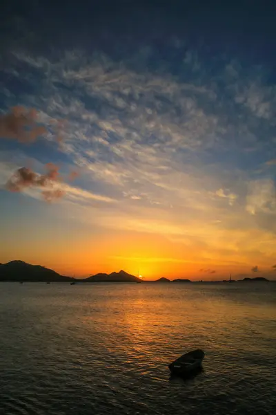 Zachód Słońca Nad Zatoką Hillsborough Wyspa Carriacou Grenada Hillsborough Jest Obrazy Stockowe bez tantiem