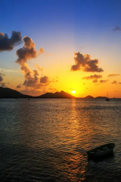 Zachód Słońca Nad Zatoką Hillsborough Wyspa Carriacou Grenada Hillsborough Jest Zdjęcie Stockowe