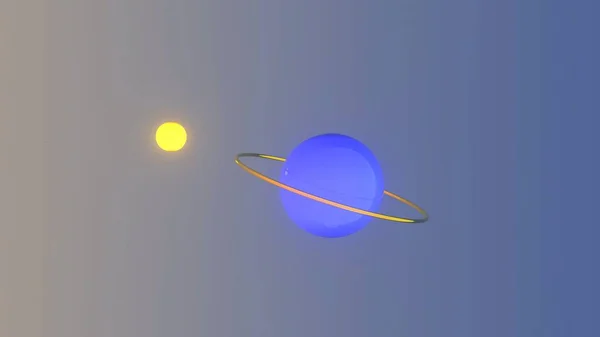 Violette Und Gelbe Planeten Einfacher Cismischer Hintergrund Raum Darstellung — Stockfoto