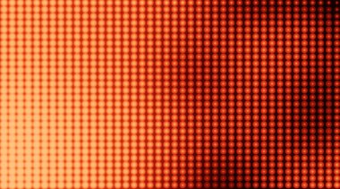 Dinamik turuncu ve kırmızı üç boyutlu soyut arkaplan ve bulanık noktalar. LED neon ışığı, 3D görüntüleme ile teknoloji soyut arkaplan