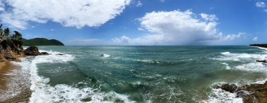 Wide angle view of beach in Manuabo, Puerto Rico.